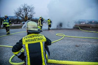 Waiblingen: Smart geht an Landstrasse in Flammen auf